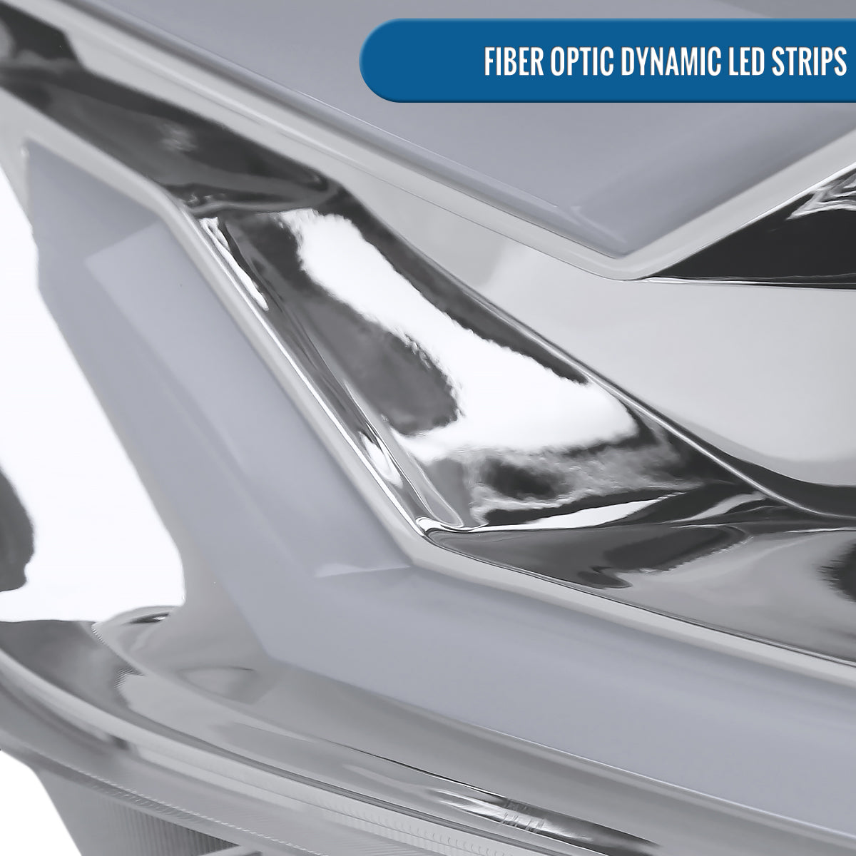 Ronnin - Fits 2015-2022 Ford Mustang Coupe Convertible Upgraded Factory Replacement HID Xenon Projector Headlights LED Tube Animated Startup Effect Parking Assembly | Chrome