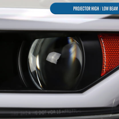 Ronnin - Fits 2015-2022 Ford Mustang Coupe Convertible Upgraded Factory Replacement HID Xenon Projector Headlights LED Tube Animated Startup Effect Parking Assembly | Black