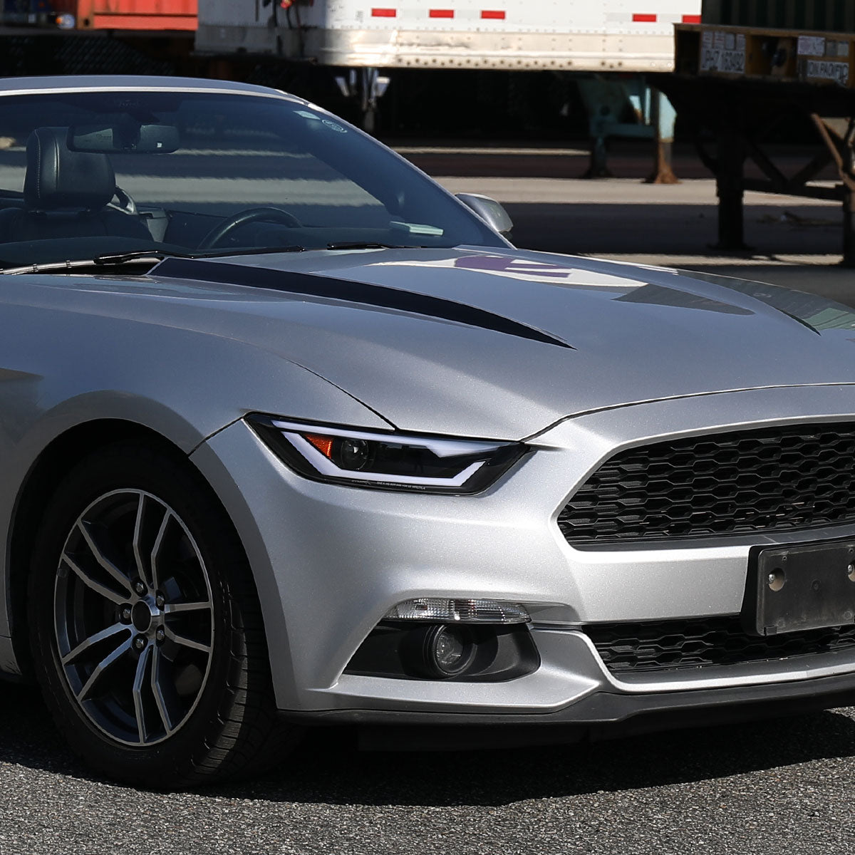 Ronnin - Fits 2015-2022 Ford Mustang Coupe Convertible Upgraded Factory Replacement HID Xenon Projector Headlights LED Tube Animated Startup Effect Parking Assembly | Black