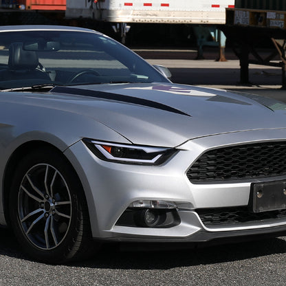 Ronnin - Fits 2015-2022 Ford Mustang Coupe Convertible Upgraded Factory Replacement HID Xenon Projector Headlights LED Tube Animated Startup Effect Parking Assembly | Black