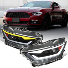 Ronnin - Fits 2015-2022 Ford Mustang Coupe Convertible Upgraded Replacement HID Xenon Projector Headlights LED Switchback Sequential Turn Signals + Animated Startup Effect Parking Assembly | Black