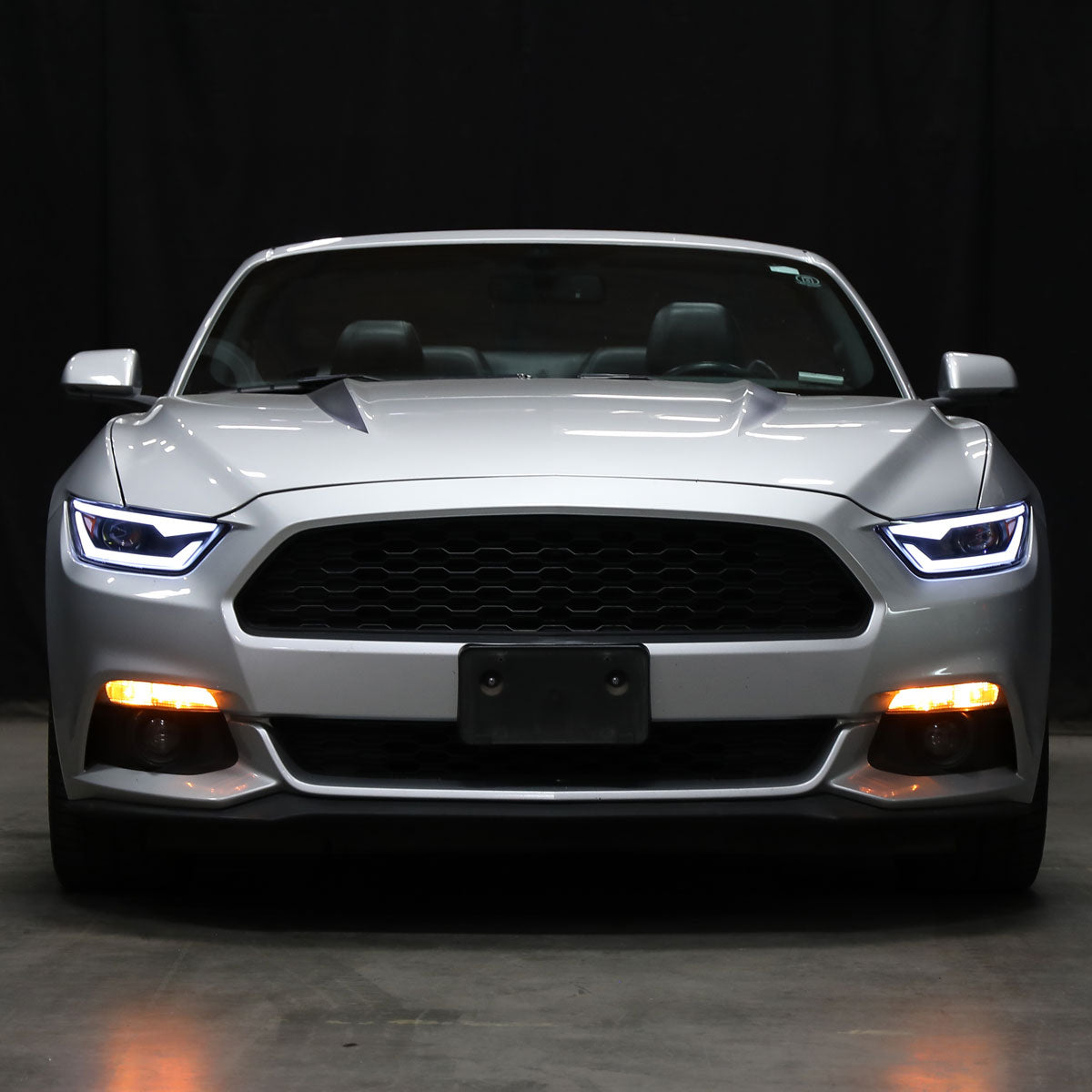 Ronnin - Fits 2015-2022 Ford Mustang Coupe Convertible Upgraded Factory Replacement HID Xenon Projector Headlights LED Tube Animated Startup Effect Parking Assembly | Black Smoke