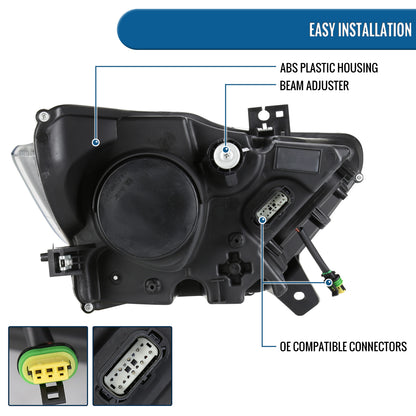 Ronnin - Fits 2015-2022 Ford Mustang Coupe Convertible Upgraded Factory Replacement HID Xenon Projector Headlights LED Tube Animated Startup Effect Parking Assembly | Black Smoke