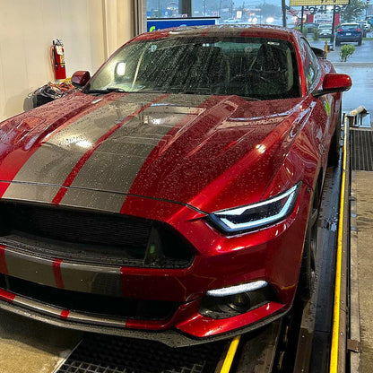 Ronnin - Fits 2015-2022 Ford Mustang Coupe Convertible Upgraded Replacement HID Xenon Projector Headlights LED Switchback Sequential Turn Signals + Animated Startup Effect Parking Pair | Black Smoke