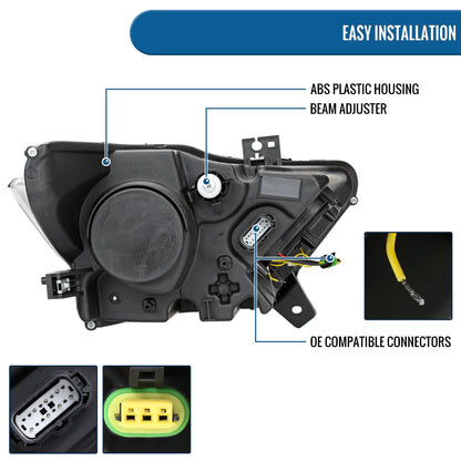 Ronnin - Fits 2015-2022 Ford Mustang Coupe Convertible Upgraded Replacement HID Xenon Projector Headlights LED Switchback Sequential Turn Signals + Animated Startup Effect Parking Assembly | Chrome