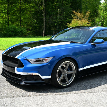 Ronnin - Fits 2015-2022 Ford Mustang Coupe Convertible Upgraded Replacement HID Xenon Projector Headlights LED Switchback Sequential Turn Signals + Animated Startup Effect Parking Assembly | Chrome