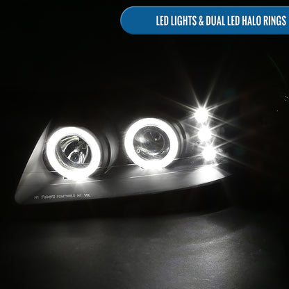Ronnin - Se adapta a Ford Mustang 1999-2004 LED Dual Rims Mejorado Par de faros proyectores de reemplazo | Negro