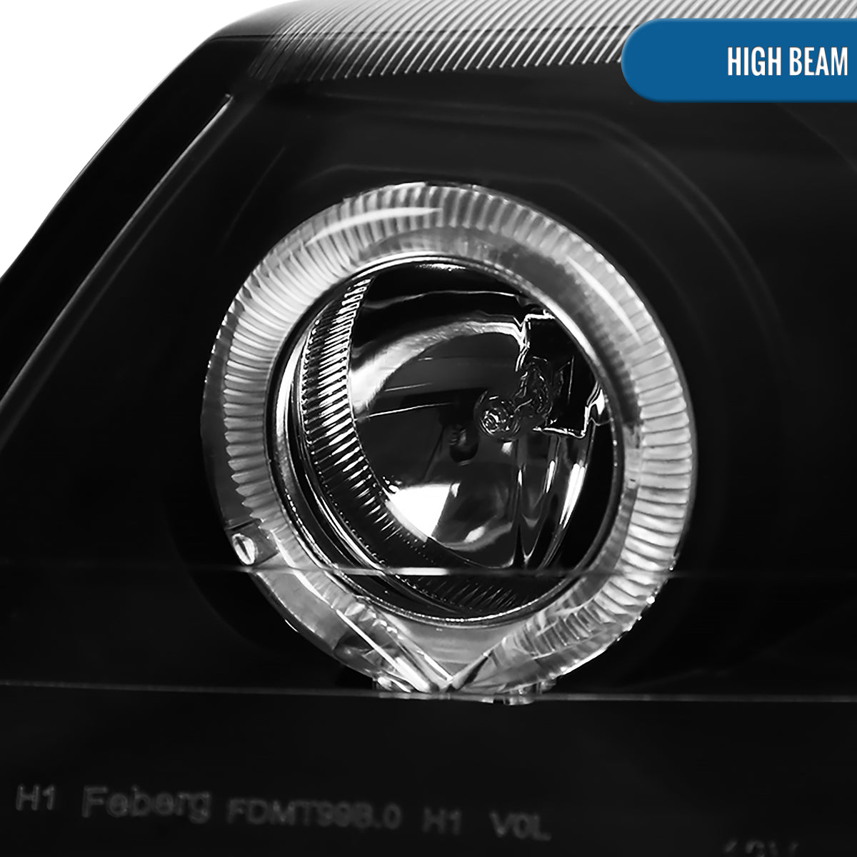 Ronnin - Se adapta a Ford Mustang 1999-2004 LED Dual Rims Mejorado Par de faros proyectores de reemplazo | Negro