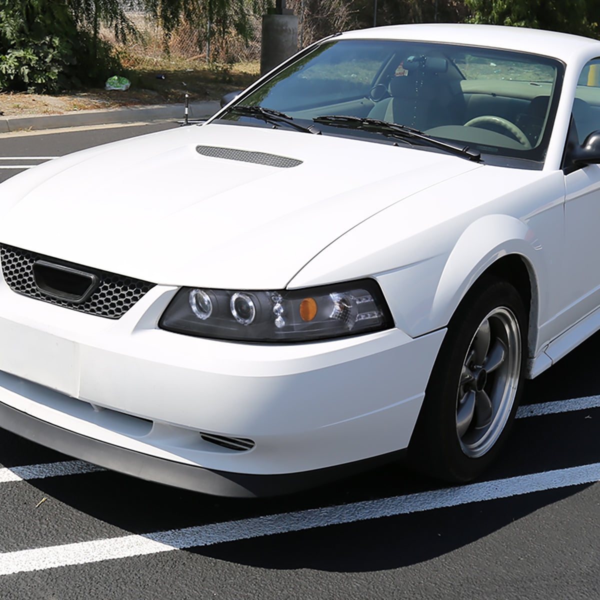 Ronnin - Se adapta a Ford Mustang 1999-2004 LED Dual Rims Mejorado Par de faros proyectores de reemplazo | Negro
