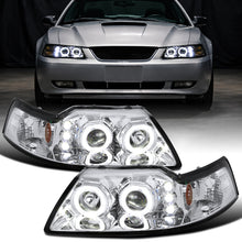 1999-2004 Ford Mustang LED Dual Rims Upgraded Replacement Projector Headlights Assembly Pair | Chrome