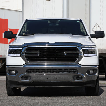 Ronnin - Fits 2019-2024 Ram 1500 Halogen Dual Projector Headlights LED Switchback Sequential Turn Signal + Animated Startup Effect Assembly Pair | Black