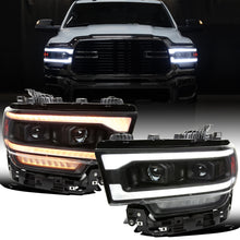 Ronnin - Fits 2019-2024 Ram 2500 3500 4500 5500 Upgraded Halogen Dual Projector Headlights LED Switchback Sequential Turn Signal + Animated Startup Effect Assembly Pair | Black