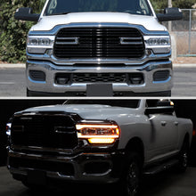 Ronnin - Fits 2019-2024 Ram 2500 3500 4500 5500 Upgraded Halogen Dual Projector Headlights LED Switchback Sequential Turn Signal + Animated Startup Effect Assembly Pair | Chrome