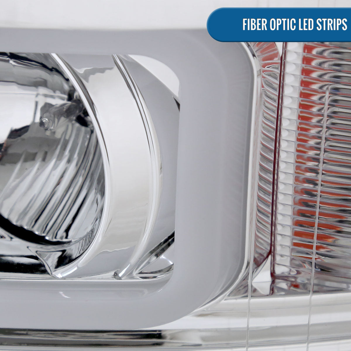 Ronnin - Fits 2007-2013 Chevy Silverado 1500 2007-2014 2500HD 3500HD Pickup Truck Upgraded Replacement LED Tube Projector Headlights Assembly Pair | Chrome