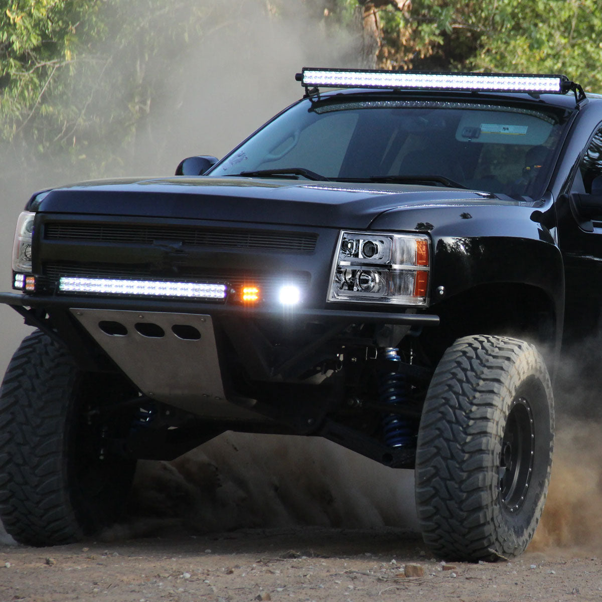 Ronnin - Fits 2007-2013 Chevy Silverado 1500 2007-2014 2500HD 3500HD Pickup Truck Upgraded Replacement LED Tube Projector Headlights Assembly Pair | Chrome