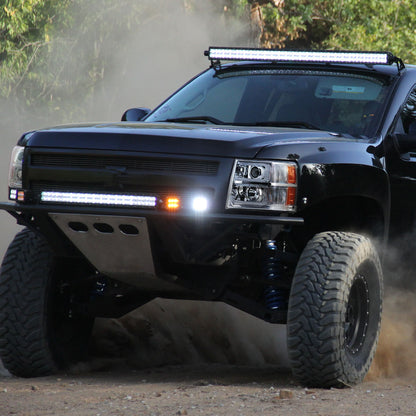 Ronnin - Fits 2007-2013 Chevy Silverado 1500 2007-2014 2500HD 3500HD Pickup Truck Upgraded Replacement LED Tube Projector Headlights Assembly Pair | Chrome