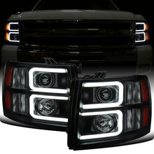 Ronnin - Fits 2007-2013 Chevy Silverado 1500 2007-2014 2500HD 3500HD Pickup Truck Upgraded Replacement LED Tube Projector Headlights Assembly Pair | Black Smoke