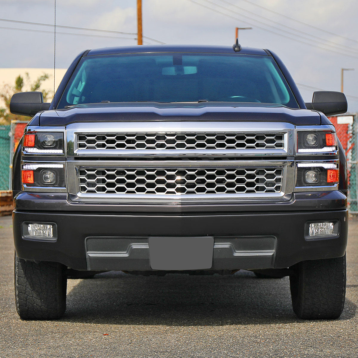 Ronnin - Fits 2014-2015 Chevy Silverado 1500 Upgraded Dual Projector Headlights LED Switchback Sequential Turn Signals + Animated Startup Effect Assembly Pair | Black | Chrome Trim