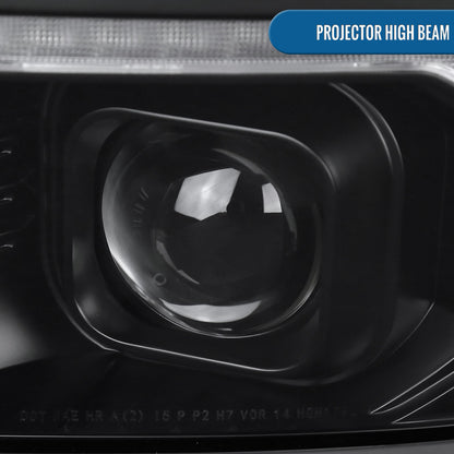 Ronnin - Fits 2014-2015 Chevy Silverado 1500 Upgraded Dual Projector Headlights LED Switchback Sequential Turn Signals + Animated Startup Effect Assembly Pair | Black