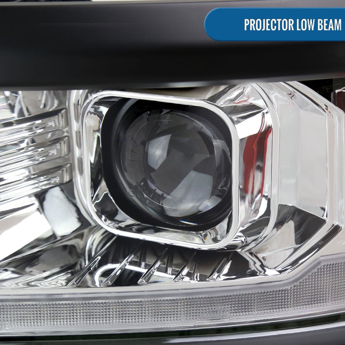 Ronnin - Fits 2014-2015 Chevy Silverado 1500 Upgraded Dual Projector Headlights LED Switchback Sequential Turn Signals + Animated Startup Effect Assembly Pair | Chrome