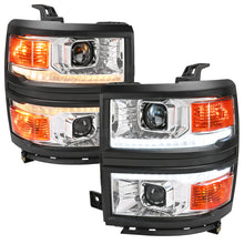 Ronnin - Fits 2014-2015 Chevy Silverado 1500 Upgraded Dual Projector Headlights LED Switchback Sequential Turn Signals + Animated Startup Effect Assembly Pair | Chrome
