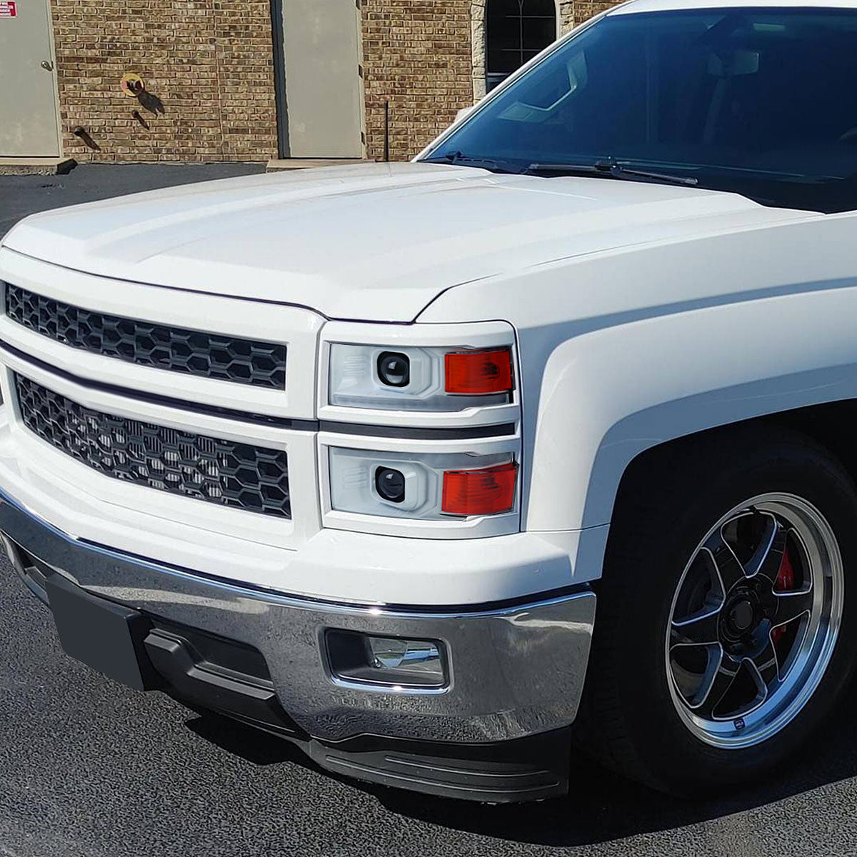 Ronnin - Fits 2014-2015 Chevy Silverado 1500 Upgraded Dual Projector Headlights LED Switchback Sequential Turn Signals + Animated Startup Effect Assembly Pair | White