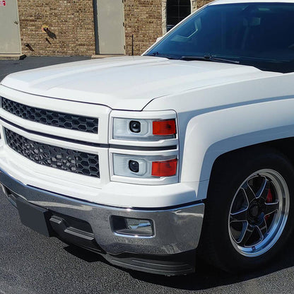 Ronnin - Fits 2014-2015 Chevy Silverado 1500 Upgraded Dual Projector Headlights LED Switchback Sequential Turn Signals + Animated Startup Effect Assembly Pair | White