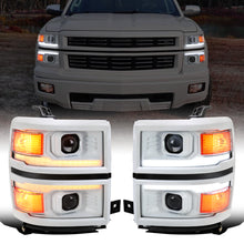 Ronnin - Fits 2014-2015 Chevy Silverado 1500 Upgraded Dual Projector Headlights LED Switchback Sequential Turn Signals + Animated Startup Effect Assembly Pair | White