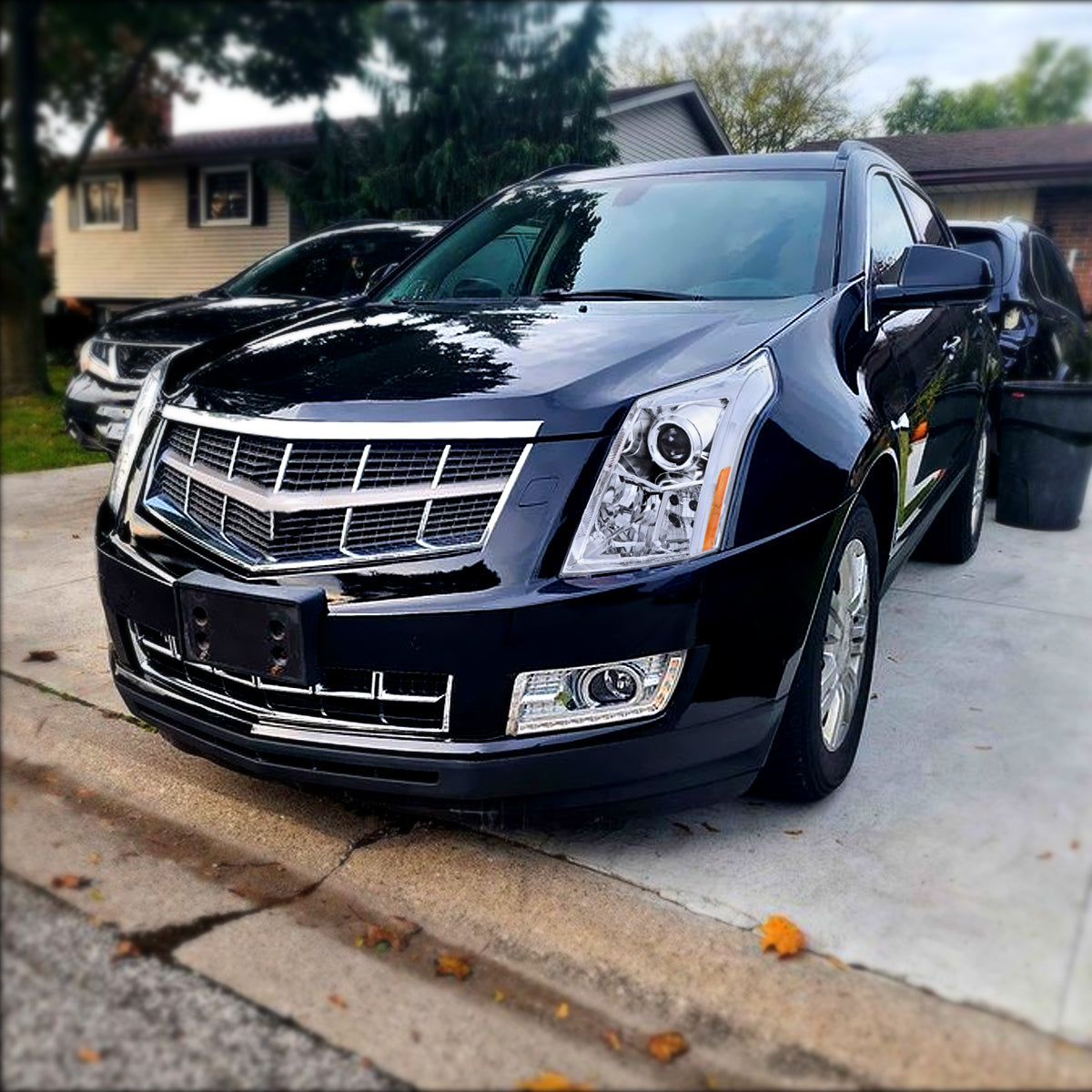 2010-2016 Cadillac SRX Projector Headlights LED Tube Switchback Sequential Turn Signals + Animated Startup Effect Parking Assembly Pair | Chrome