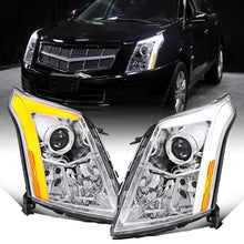 Ronnin - Fits 2010-2016 Cadillac SRX Projector Headlights LED Tube Switchback Sequential Turn Signals + Animated Startup Effect Parking Assembly Pair | Chrome