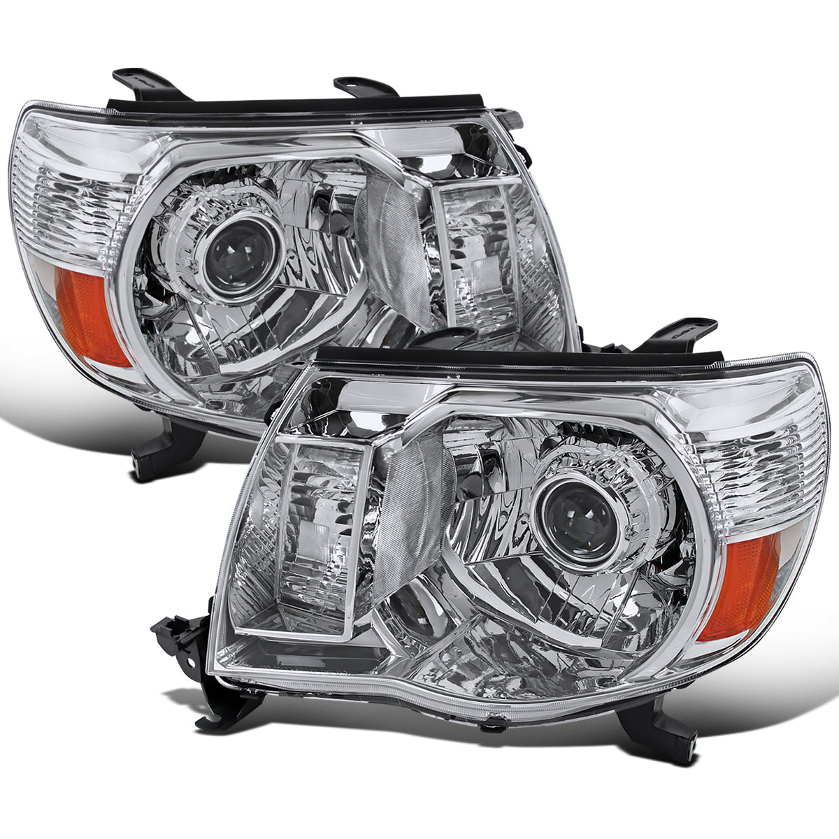 Ronnin - Se adapta a la pareja de montaje de faros delanteros tipo proyector de camiones Toyota Tacoma 2005-2011 | Cromo