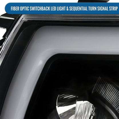 Ronnin - Fits 2005-2011 Toyota Tacoma Pickup Truck LED Switchback Sequential Turn Signals Projector Headlights Assembly Pair | Black