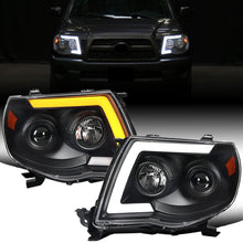 Ronnin - Fits 2005-2011 Toyota Tacoma Pickup Truck LED Switchback Sequential Turn Signals Projector Headlights Assembly Pair | Black