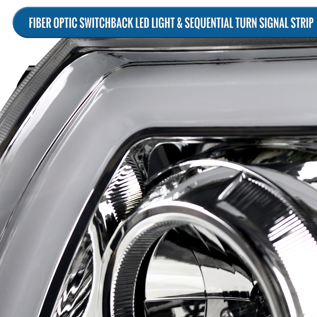Ronnin - Fits 2005-2011 Toyota Tacoma Pickup Truck LED Switchback Sequential Turn Signals Projector Headlights Assembly Pair | Chrome
