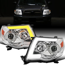 Ronnin - Fits 2005-2011 Toyota Tacoma Pickup Truck LED Switchback Sequential Turn Signals Projector Headlights Assembly Pair | Chrome