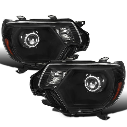 Ronnin - Conjunto de repuesto de faros delanteros con proyector halógeno para Toyota Tacoma 2012-2015, par | Negro