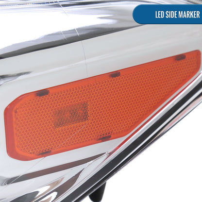 Ronnin - Fits 2016-2023 Toyota Tacoma Halogen Projector Headlights LED Tube Running Lights Switchback Sequential Turn Signals  Assembly | Chrome