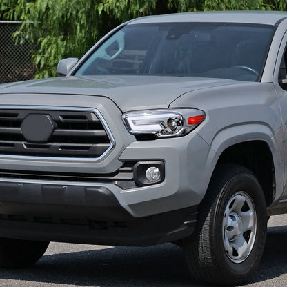 Ronnin - Fits 2016-2023 Toyota Tacoma Halogen Projector Headlights LED Tube Running Lights Switchback Sequential Turn Signals  Assembly | Chrome