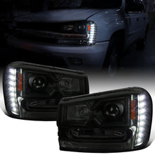 Ronnin - Fits 2002-2009 Chevy Trailblazer Upgraded Replacement LED Running Lights Halogen Projector Headlights Assembly Pair | Black Smoke
