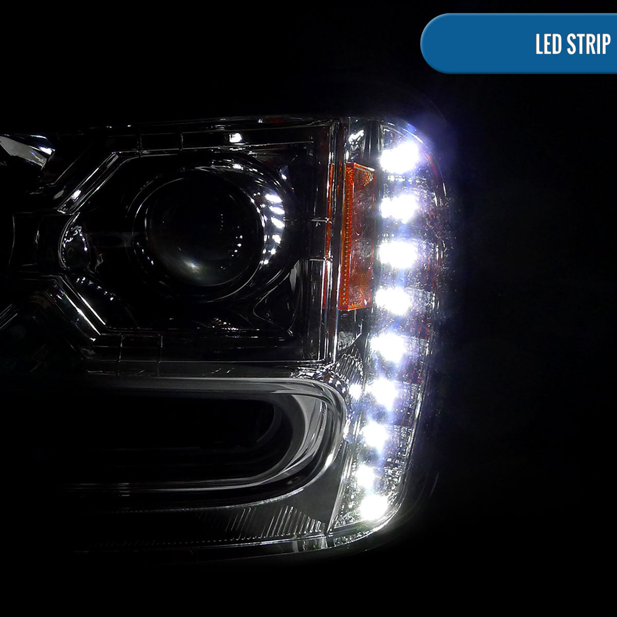 Ronnin - Fits 2002-2009 Chevy Trailblazer Upgraded Replacement LED Running Lights Halogen Projector Headlights Assembly Pair | Chrome