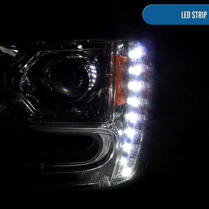 Ronnin - Fits 2002-2009 Chevy Trailblazer Upgraded Replacement LED Running Lights Halogen Projector Headlights Assembly Pair | Chrome