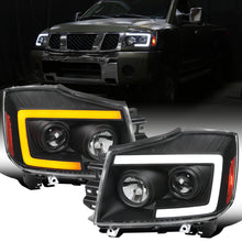 Ronnin - Fits 2004-2015 Nissan Armada Titan Upgraded Replacement Projector Headlights LED Switchback Sequential Turn Signals Assembly Pair | Black