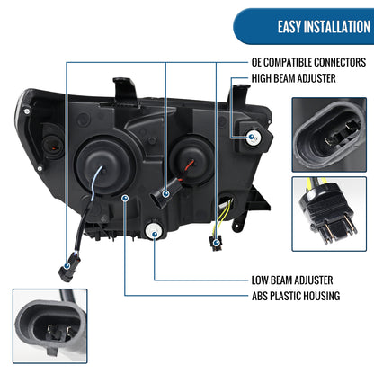Ronnin - Fits 2007-2013 Toyota Tundra 2008-2017 Sequoia Projector Headlights LED Switchback Sequential Turn Signals Replacement Assembly Pair | Black