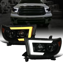 Ronnin - Fits 2007-2017 Toyota Tundra Sequoia Projector Headlights LED Switchback Sequential Turn Signals Replacement Assembly Pair | Black Smoke