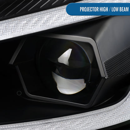 Ronnin - Compatible con Subaru WRX STI 2015-2021 Mejora de Faros Delanteros Halógenos con Proyector LED Secuenciales de Doble Función + Efecto de Inicio Animado Par | Negro