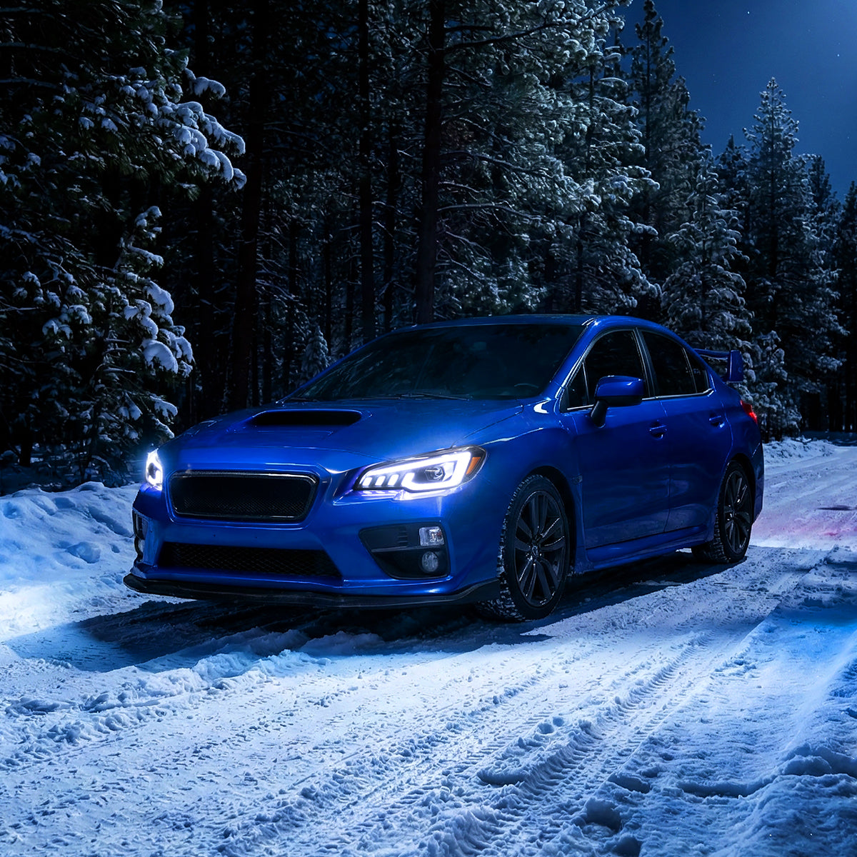 Ronnin - Compatible con Subaru WRX STI 2015-2021 Mejora de Faros Delanteros Halógenos con Proyector LED Secuenciales de Doble Función + Efecto de Inicio Animado Par | Negro