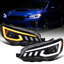 Ronnin - Compatible con Subaru WRX STI 2015-2021 Mejora de Faros Delanteros Halógenos con Proyector LED Secuenciales de Doble Función + Efecto de Inicio Animado Par | Negro
