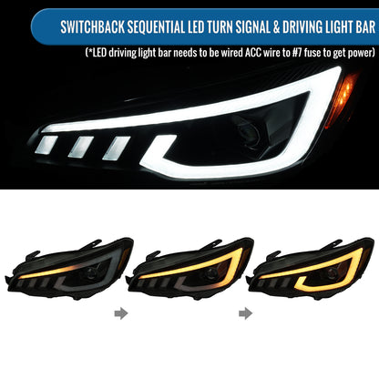 Ronnin - Se adapta a Subaru WRX STI 2015-2021 Mejora de Faros Delanteros de Proyector Halógenos con Señales de Giro Secuenciales LED Switchback + Efecto de Inicio Animado Par | Negro Ahumado