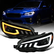 Ronnin - Se adapta a Subaru WRX STI 2015-2021 Mejora de Faros Delanteros de Proyector Halógenos con Señales de Giro Secuenciales LED Switchback + Efecto de Inicio Animado Par | Negro Ahumado