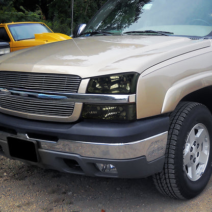 Ronnin - Compatible con Chevy Avalanche Silverado 2002-2007. Faros delanteros con reflectores transparentes y luces de parachoques de repuesto. Par | Ahumado